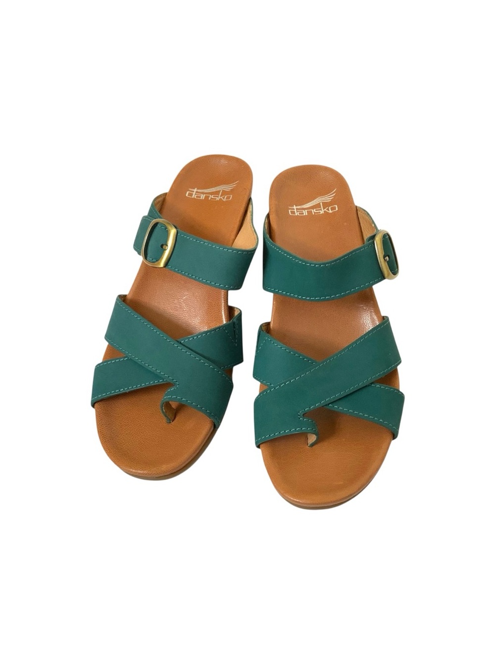 Dansko Aubree Teal Green Nubuck Leather Sandals Size 37